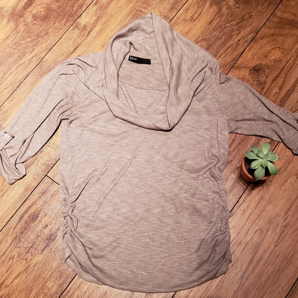 Gibson 3/4 Sleeve Cowl Neck Sweater